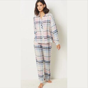 ETAM - Viscose Flannel Plaid Pajama Set - Size M